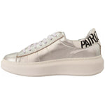 Patrizia Pepe Silver Full Grain Leather Lace Up Sneakers Shoes LA9356-35