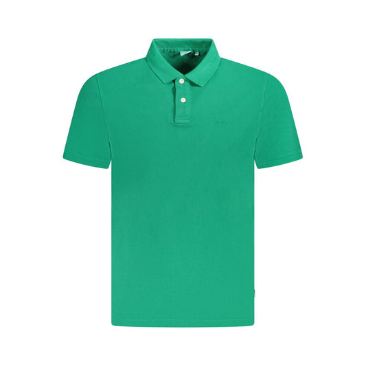 Pepe Jeans Green Cotton Polo Shirt with short sleeves, 2 buttons, embroidery, logo, made from 100% sustainable cotton.