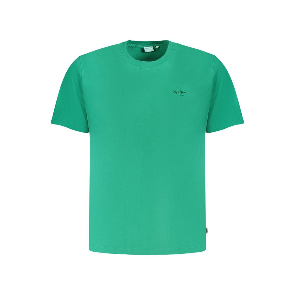 Pepe Jeans Green Cotton T-Shirt, short sleeve, crew neck, logo print, made of 100% sustainable cotton.