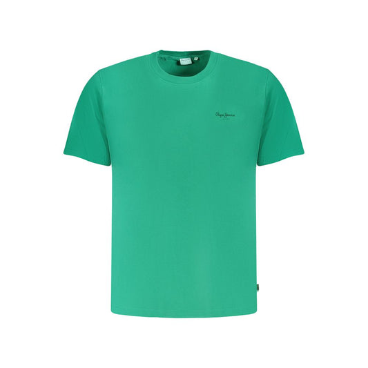 Pepe Jeans Green Cotton T-Shirt, short sleeve, crew neck, logo print, made of 100% sustainable cotton.