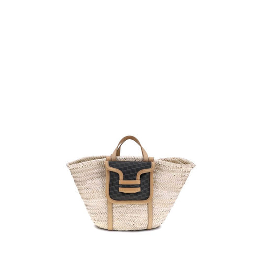 Pierre Hardy Beige Raffia Shoulder Bag with multiple handles and internal pouch for organization