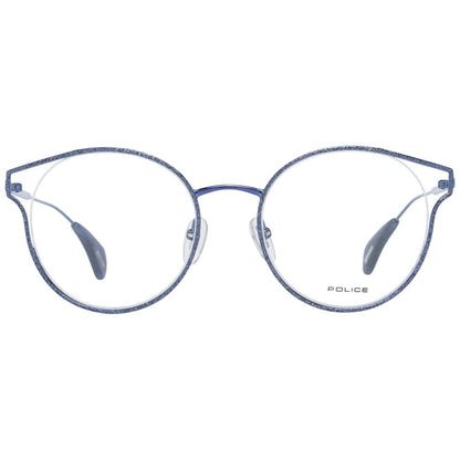 Police Blue Metal & Plastic Glasses (Frames) for women, full-rim butterfly style, blue color, size 50-19-135, demo lenses.