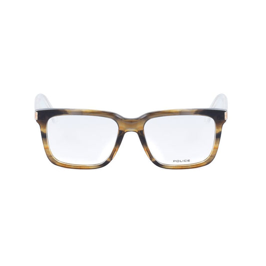 Police Green Plastic Frames eyewear in tortoiseshell design featuring 53/18/145mm measurements, perfect for stylish, modern men.