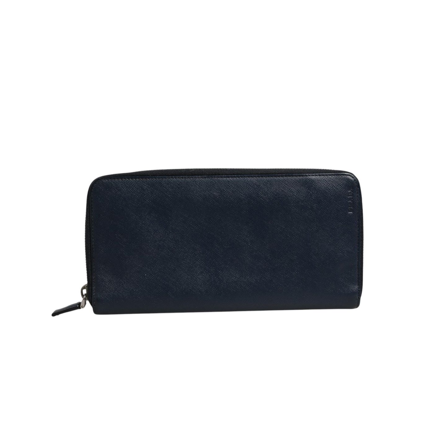 Prada Navy Oliver Embossed Leather Zip-Around Wallet