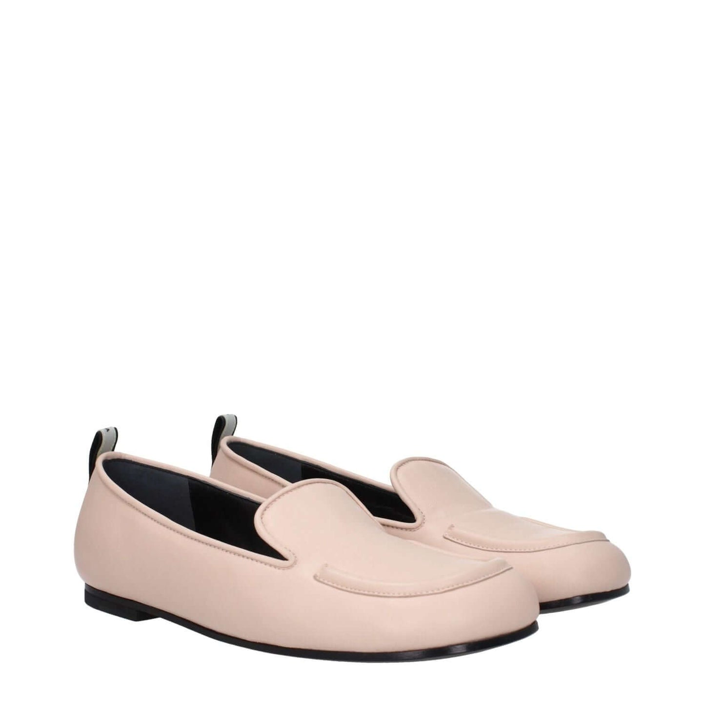 Premiata Pink Leather Slip-On Loafers with round toe and low flat heel.