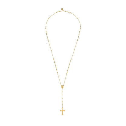 Elegant gold necklace with cross pendant from RADIANT JEWELS JEWELRY Mod. RH000319 on white background.