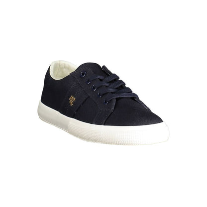 Ralph Lauren Blue Cotton Women Sneaker with logo, luxury casual footwear for comfort and style.