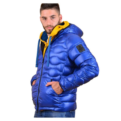 Refrigiwear Blue Nylon Men Jacket with fixed hood and double slider zip, ideal for cold weather