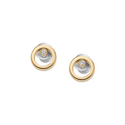Gold and silver earrings from SKAGEN DENMARK JEWELS JEWELRY Mod. SKJB1008710 featuring circular design with embedded stones.