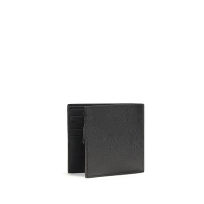 Saint Laurent Black Calf Leather Bos Taurus Wallet with card slots and coin compartment, AW25 collection, stylish billfold design.