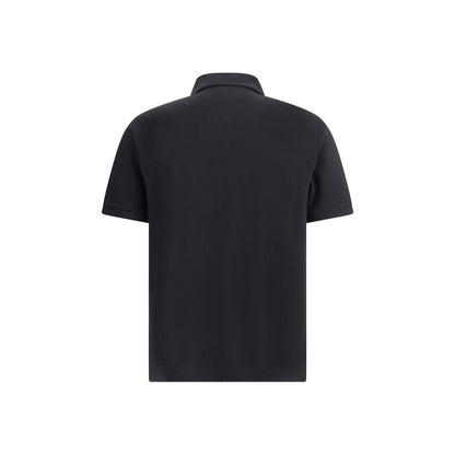 Saint Laurent Black Cotton Polo Shirt back view with classic fit and embroidered logo.