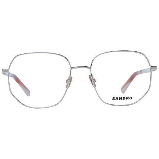 Sandro Gold Women Glasses Frame in full-rim round style with metal frame and demo lenses, featuring branded case included.