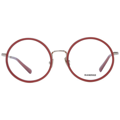 Sandro Red Metal Glasses (Frames) for women, round full-rim design, 51mm lens width, red metal frame, includes branded case.
