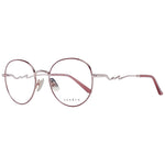 Sandro Red Women Glasses Frame with full-rim metal design, round shape, and demo plastic lenses in a branded case.