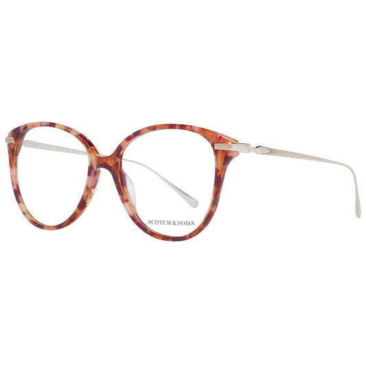 Scotch & Soda Orange Women Glasses Frame in acetate with round full-rim design, 53-16-145 size, includes branded case.
