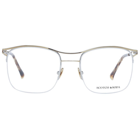 Scotch & Soda Silver Men Glasses Frame, half-rim, stainless steel, square style.