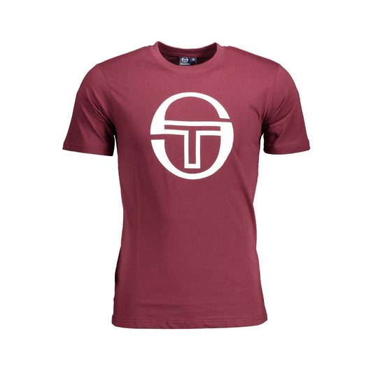 Sergio Tacchini Purple Cotton Men T-Shirt with bold print and iconic logo, crew neck short sleeve, perfect for casual style.