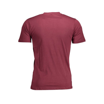 Back view of Sergio Tacchini Purple Cotton Men T-Shirt showcasing short sleeves and premium fabric for casual style.