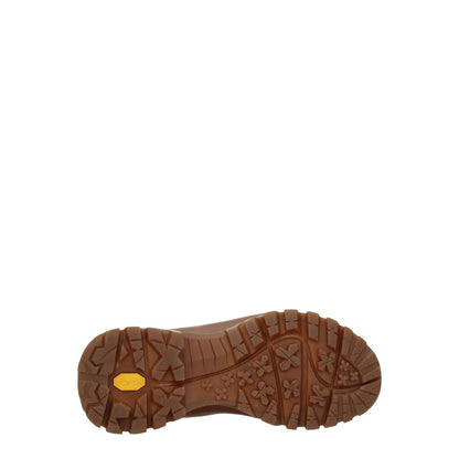 Sole view of Stella McCartney Brown Leather Ankle Boots with rubber tread, showcasing eco-friendly design.