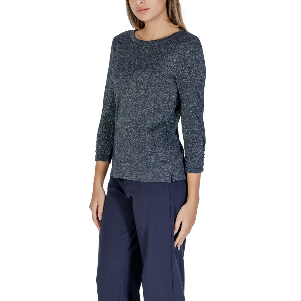 Street One Blue Polyester Long Sleeve, women's fall/winter t-shirt made of polyester, viscose, metalized fibers, and elastane.