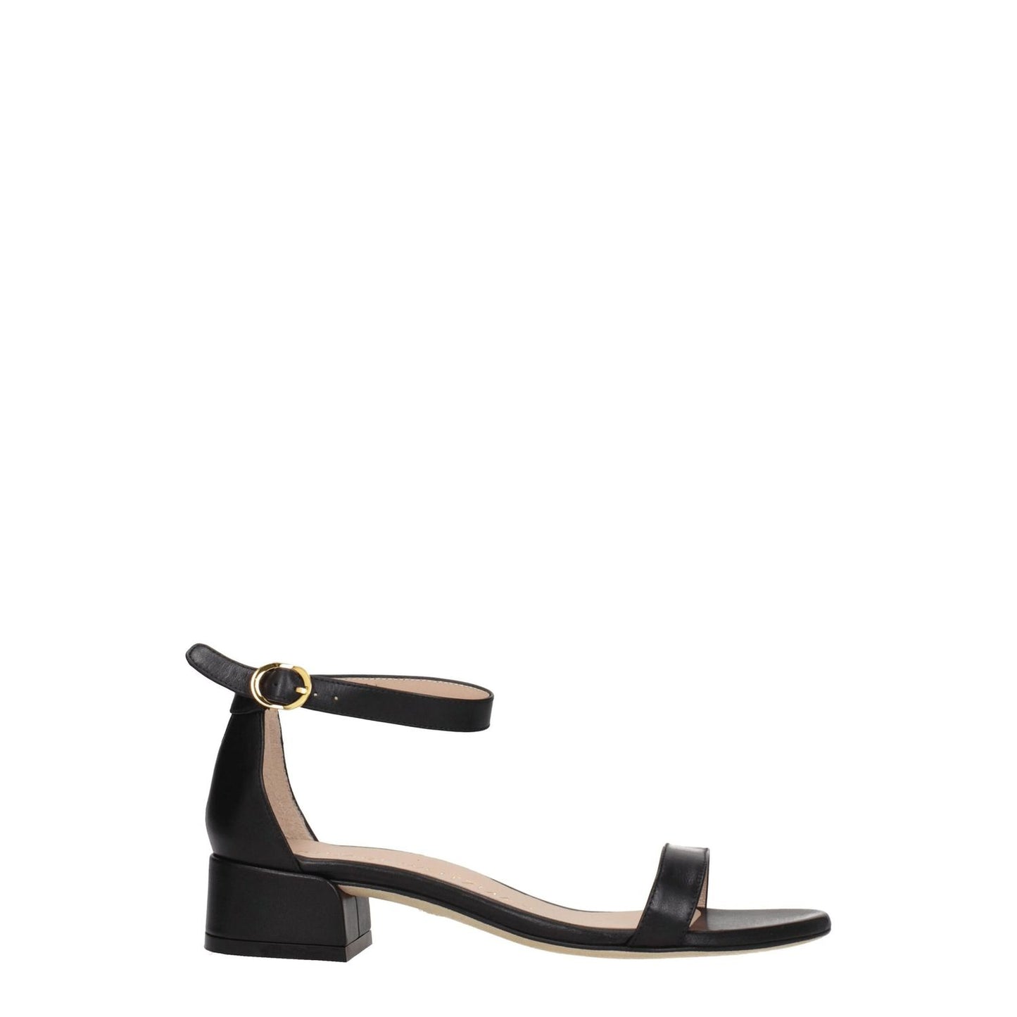 Stuart Weitzman Black Leather Flat Sandals