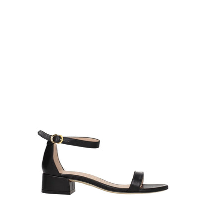 Stuart Weitzman Black Leather Flat Sandals