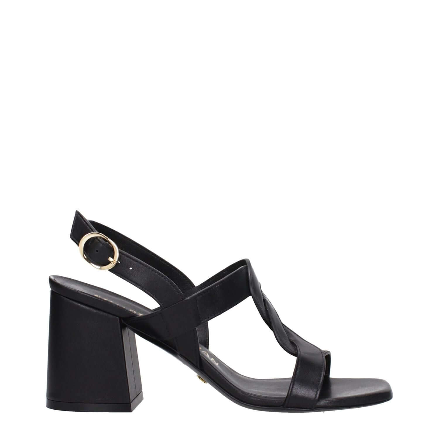 Stuart Weitzman Black Leather Platform Sandals
