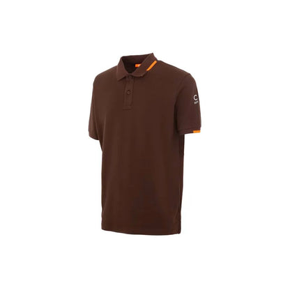 Suns Brown Cotton Polo Shirt with ribbed collar, logo on sleeve, and button closure