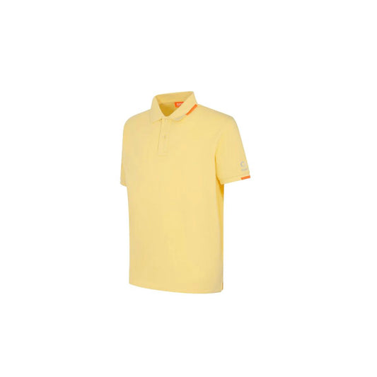 Suns Yellow Cotton Polo Shirt with ribbed collar and button front, featuring logo on left sleeve. Ideal casual wear.