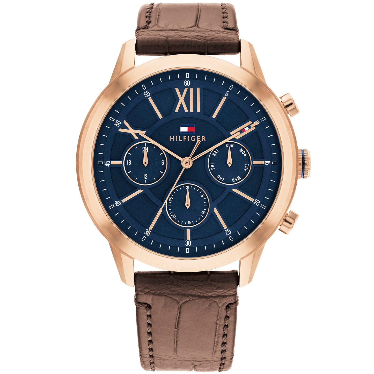 TOMMY HILFIGER Mod. 1710526 men's quartz analog watch with 44mm case, water resistant to 5 ATM, mineral dial, with bracelet in official box.