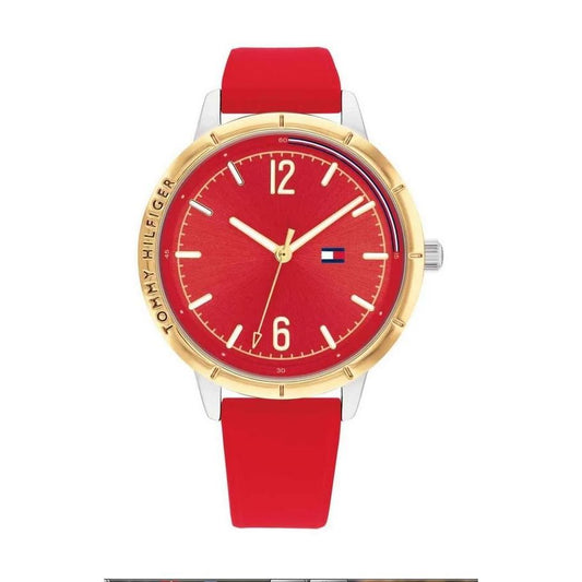 TOMMY HILFIGER Mod. 1782561 lady's quartz bracelet watch in official packaging, 38mm case, mineral dial, red and gold design, water-resistant 3 ATM.