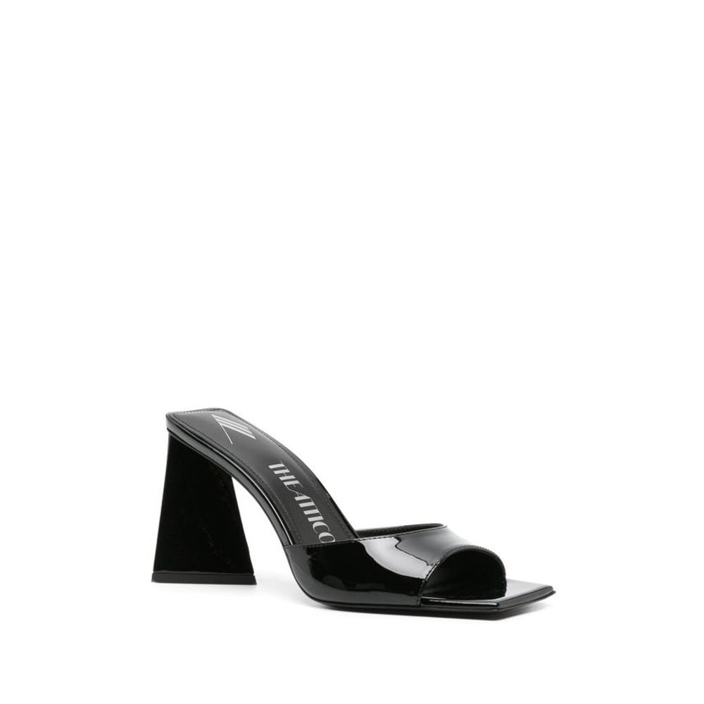 The Attico Black Calfskin Stiletto Heel Sandals