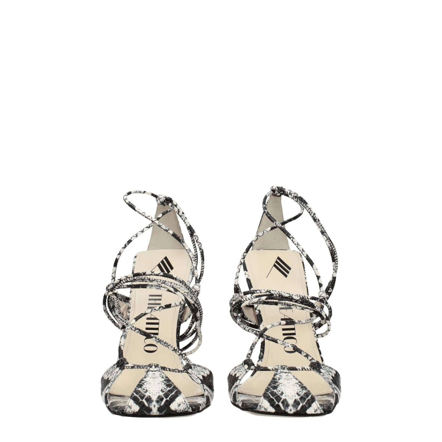 The Attico White Leather Stiletto Heel Sandals