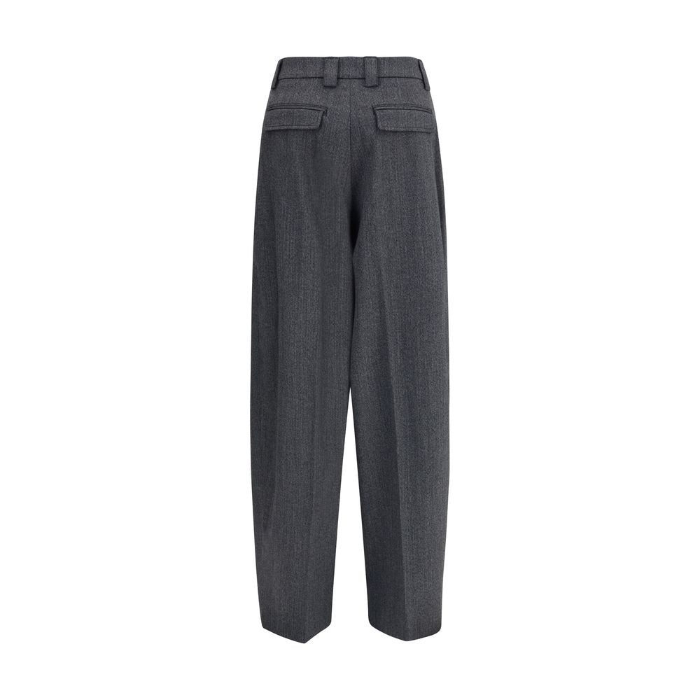 Back view of The Latest Gray Polyester Casual Pants with balloon-leg silhouette, high waist, and two back flap pockets, ideal for AW25.