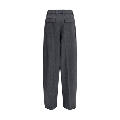 Back view of The Latest Gray Polyester Casual Pants with balloon-leg silhouette, high waist, and two back flap pockets, ideal for AW25.
