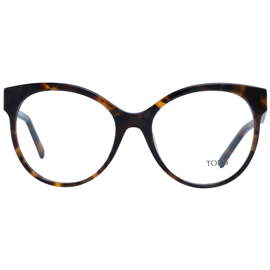 Alt Tag: Tod's Chic Brown Round Full-Rim Women's Glasses with classic design and sturdy plastic construction for a timeless look.
