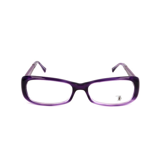 Tod's Purple Acetate Frames in bright violet color, rectangular design. Measures 55/16/135mm. Stylish glasses for women.