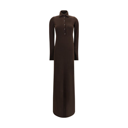 Tom Ford Brown Cashmere Casual Dress with high collar and button closure, long sleeves, perfect for elegant AW25 fashion.