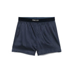 Tom Ford Shorts Blue with navy blue silk, elasticated waistband, and logo detail.