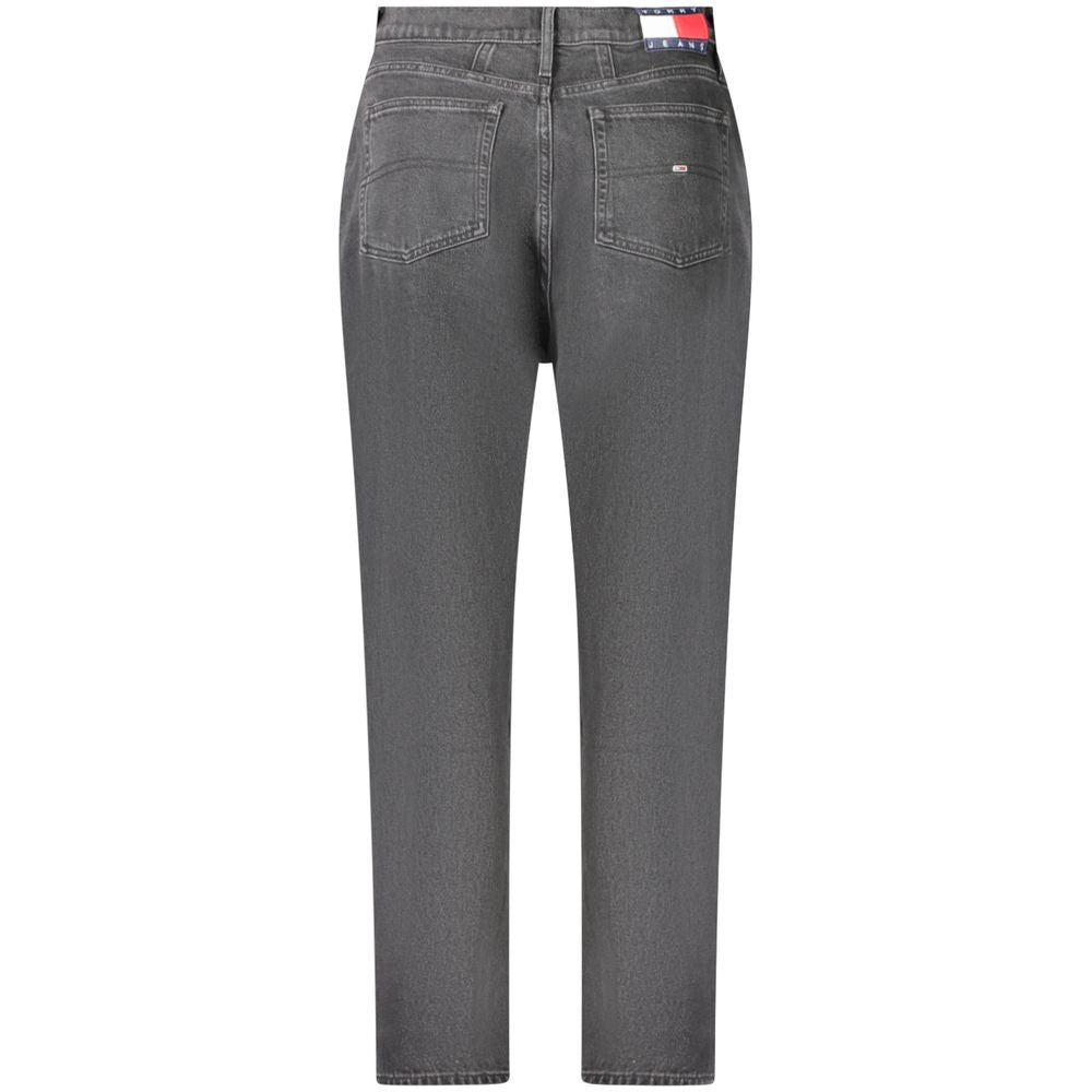 Back view of Tommy Hilfiger Black Cotton Women Jeans with iconic logo and embroidery detailing.