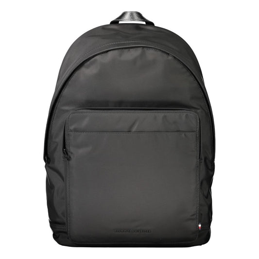 Tommy Hilfiger Black Polyester Backpack with adjustable straps, zip closure, and external pockets