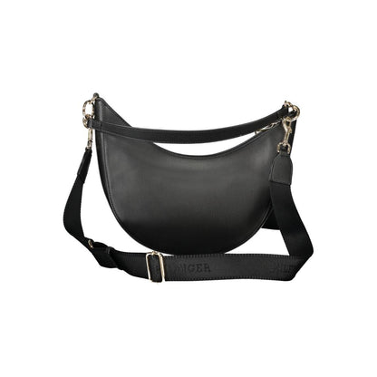 Tommy Hilfiger Black Polyethylene Women Handbag with removable strap, showcasing elegant and practical design in premium finish.