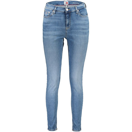 Tommy Hilfiger Blue Cotton Women Skinny Jean with washed effect and embroidery.