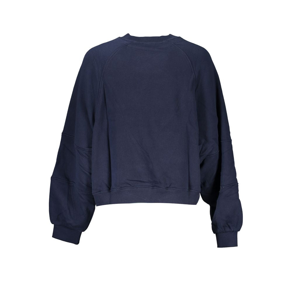 Tommy Hilfiger Blue Cotton Women Sweater, long sleeve, cozy brushed texture, featuring iconic logo print.