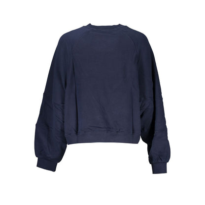 Tommy Hilfiger Blue Cotton Women Sweater, long sleeve, cozy brushed texture, featuring iconic logo print.