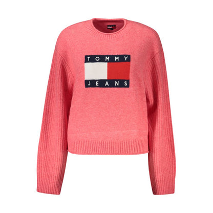 Tommy Hilfiger Pink Wool Women Sweater with crew neck and logo, long sleeves, crafted from wool blend for comfort and flexibility.