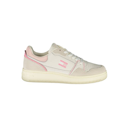 Tommy Hilfiger White Leather Women Sneaker with pink accents