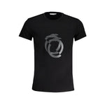Trussardi Black Cotton T-Shirt with short sleeves and crew neck. Features a stylish logo print on front. Perfect for casual wear.