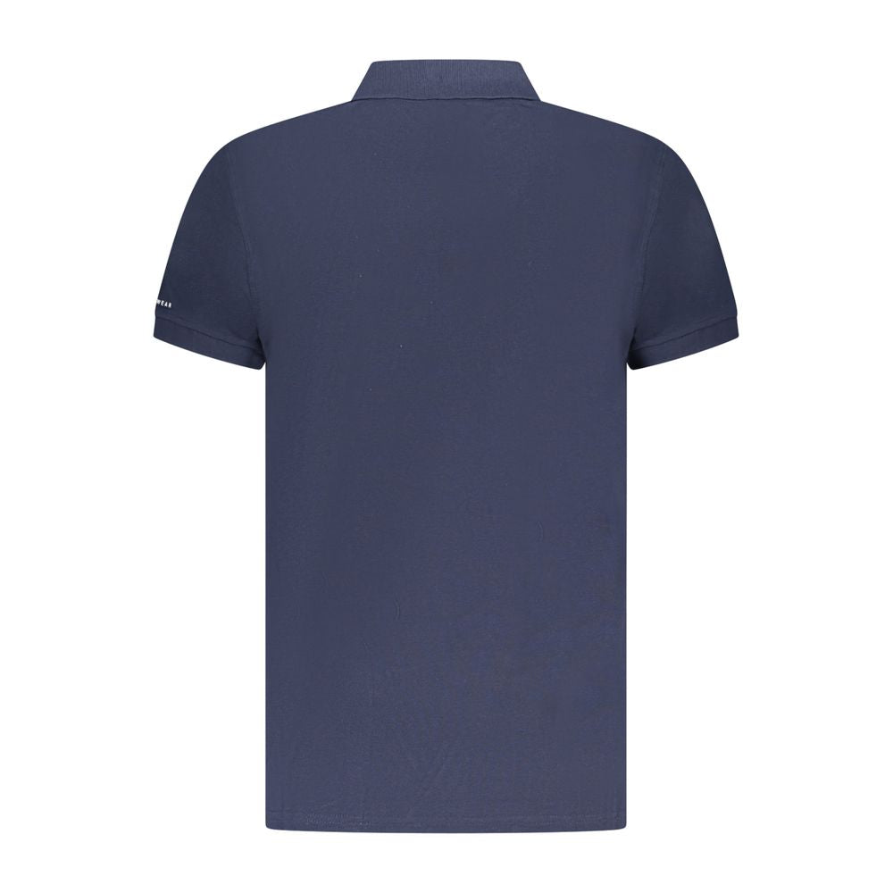 Trussardi Blue Cotton Men Polo Shirt back view showing sleek Italian design and short sleeves for a refined casual wardrobe