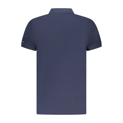 Trussardi Blue Cotton Men Polo Shirt back view showing sleek Italian design and short sleeves for a refined casual wardrobe